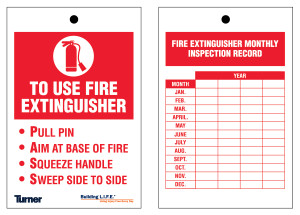 T163 Fire Extinguisher Monthly Inspection Tags 4"x6" (Pkg. 25) - Wires Not Included