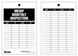 T166 MEWP Monthly Inspection Tags 4"x6" - Wires Not Included