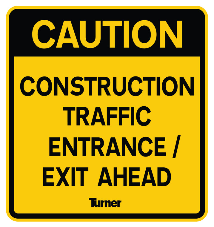 T034 Caution Construction Traffic Entrance / Exit 45x45cm