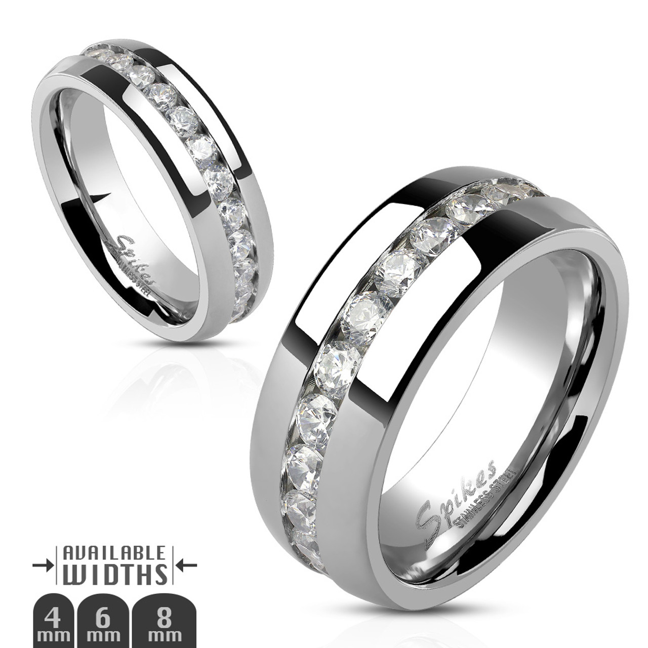 ST0W383-ARH1570 Stainless Steel Hers and His Princess Wedding Ring