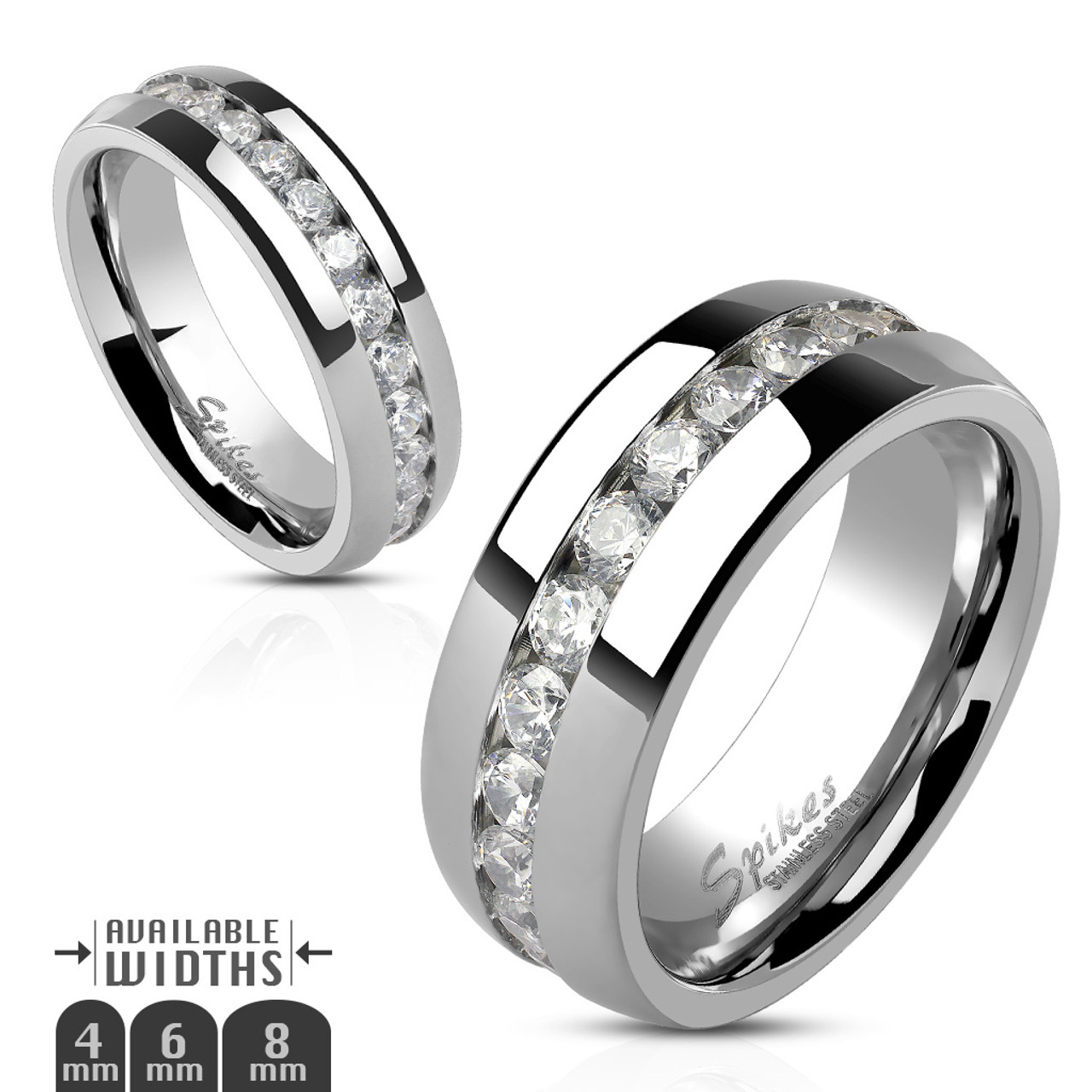 ST0W383-ARH1570 Stainless Steel Hers and His Princess Wedding Ring 