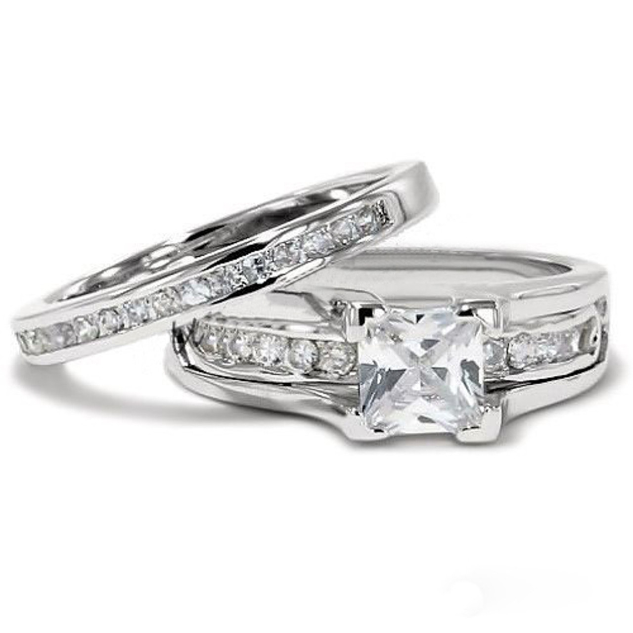 Diamond and Braided Bridal Set in White Gold (0.21 ct. tw