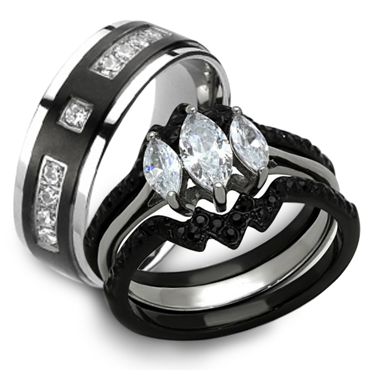 black titanium wedding band sets        <h3 class=