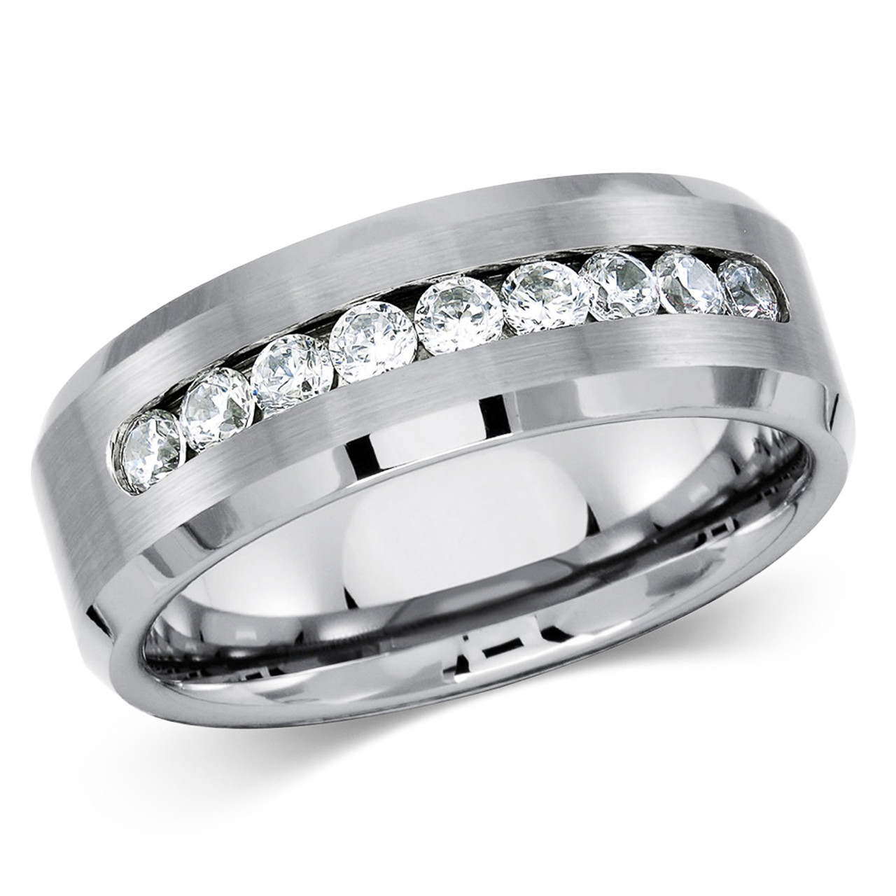 ST2961-ARCJTI486 His & Her 3pc Stainless Steel 2.08 Ct Cz Bridal