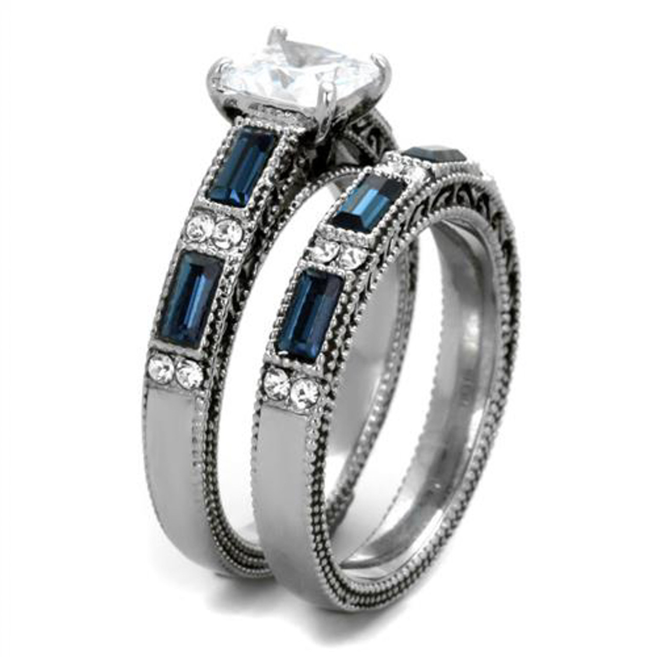 ST1829-ARCJTI486 His & Her 3pc Stainless Steel 2.60 Ct Cz Bridal