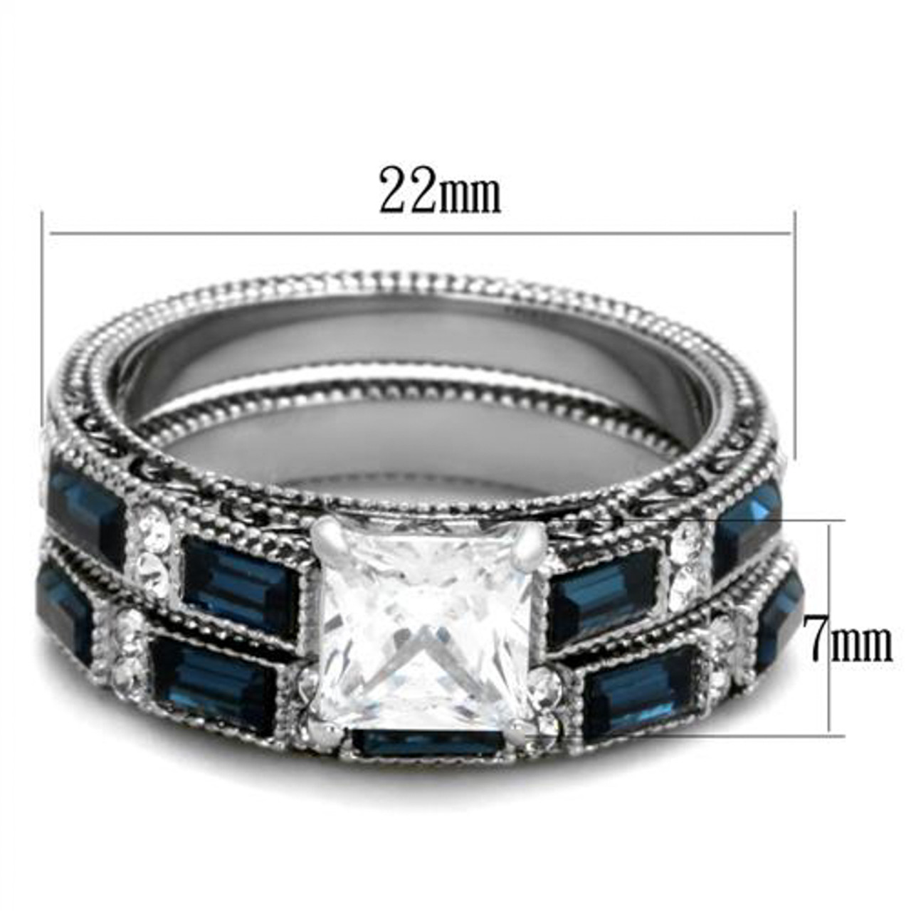 ST1829-ARCJTI486 His & Her 3pc Stainless Steel 2.60 Ct Cz Bridal