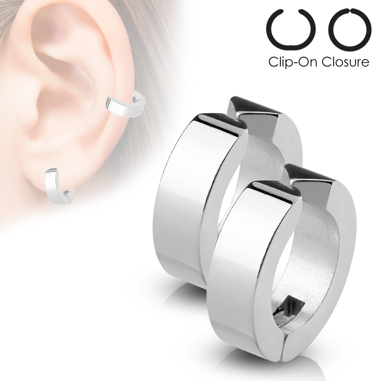 925 Sterling Silver 2.5x37mm Non Pierced Clip On Round Hoop Earrings Ear  Hoops Set Fine Jewelry For Women Gifts For Her - Walmart.com