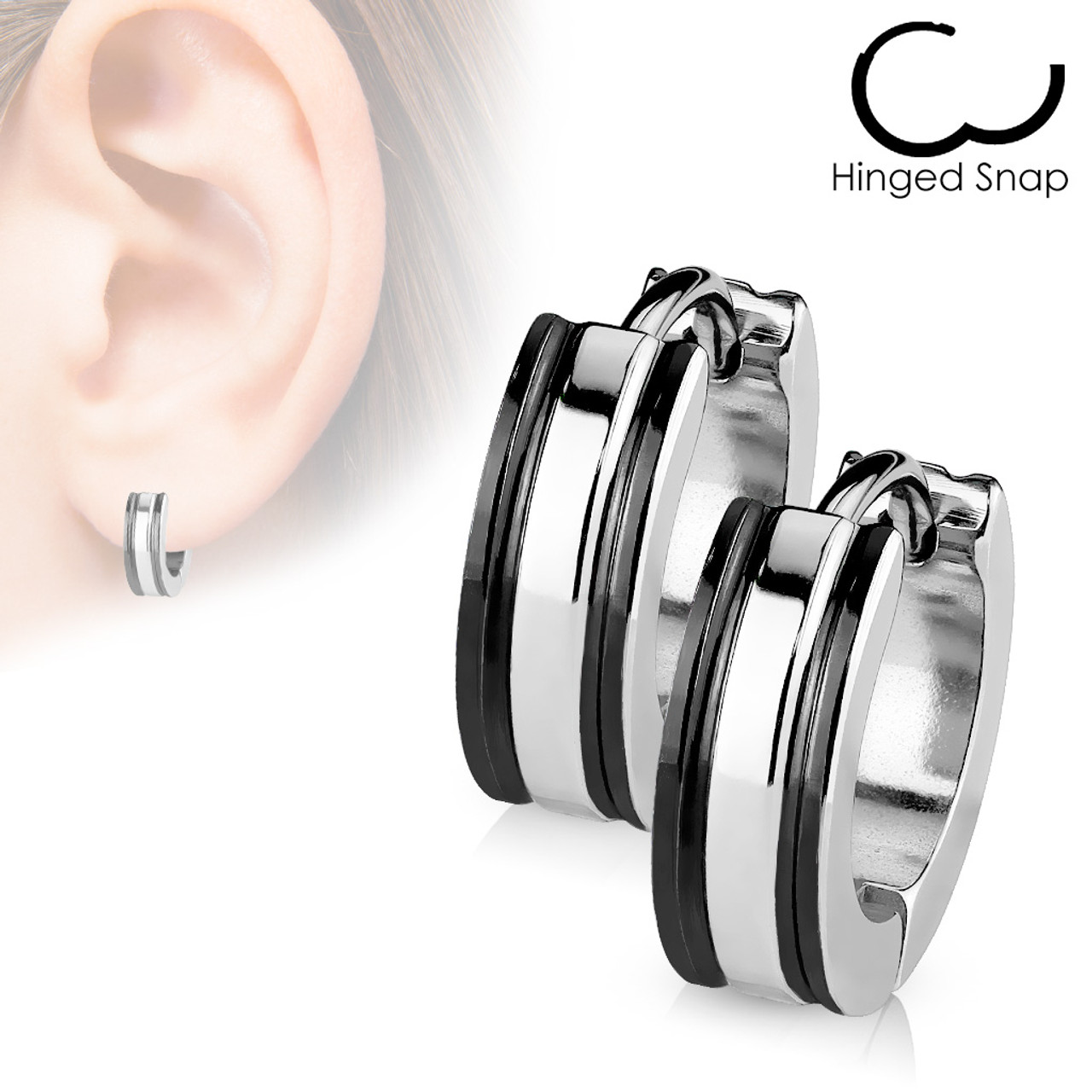 Men's Ear Clip, ELECDON 2 Pair of Hinged Hoop Earrings, Hoop Earring Studs  Clip On Metal Ear Jewelry Non-piercing Clip on Earrings Unisex Men  Women(Black+White) price in UAE | Amazon UAE |