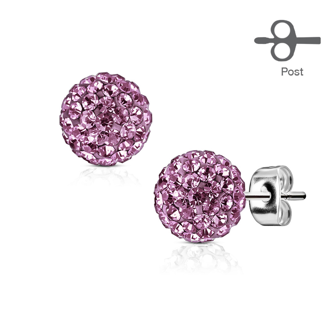 MJ-SE0106 Pair of 316L Surgical Steel Stud Earring with Multi Crystal ...