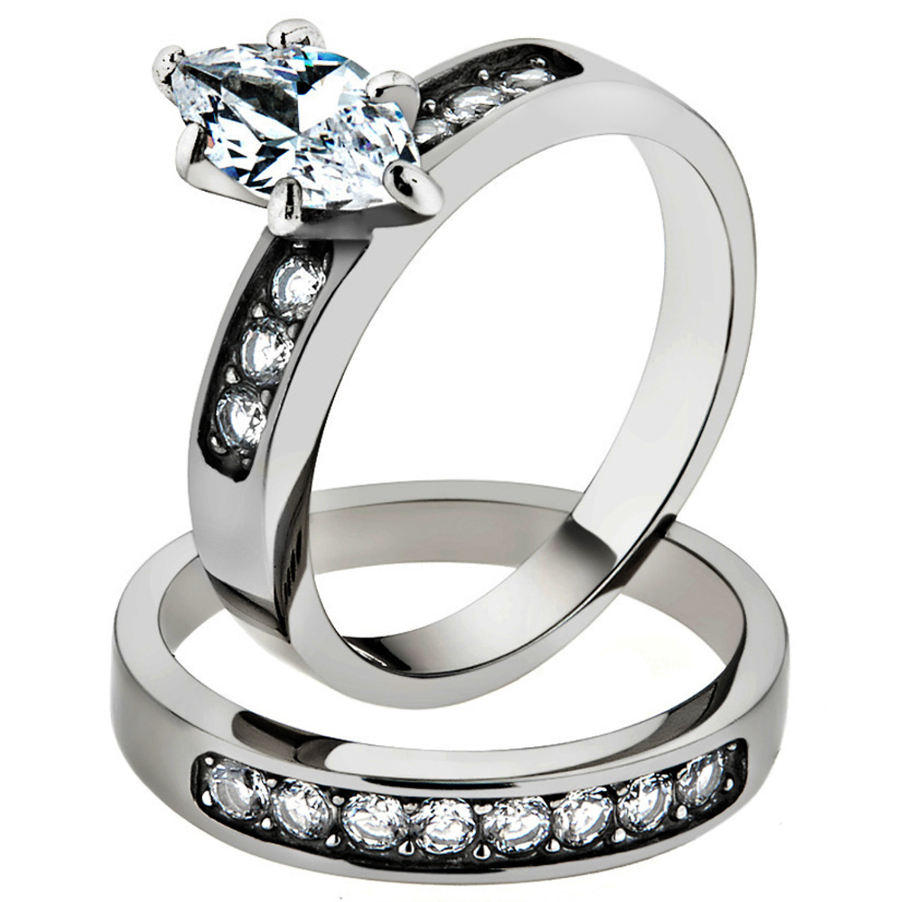 ARTK1319 Stainless Steel 316l 1.65 Ct Marquise Cut Cubic Zirconia ...