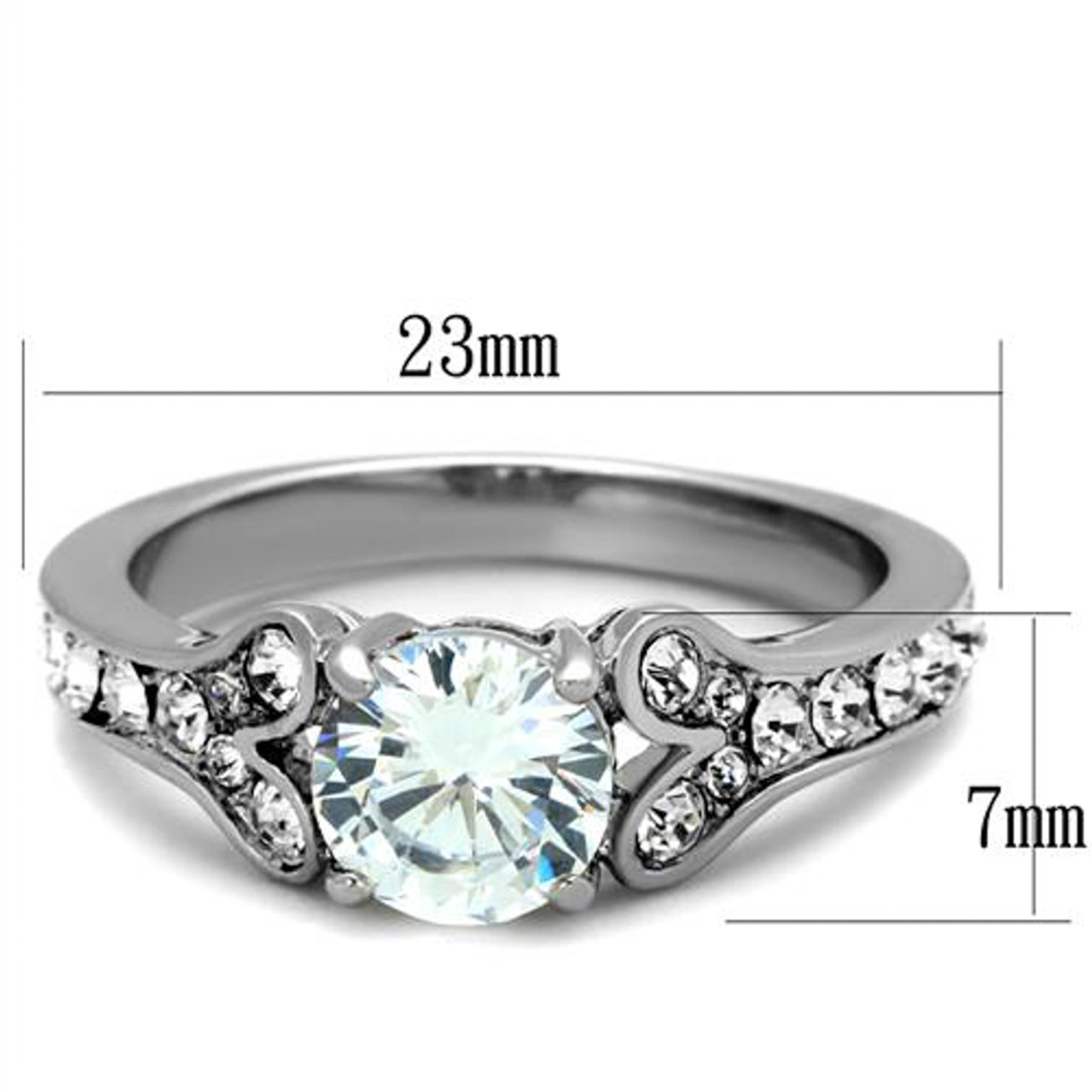 ARTK1918 Stainless Steel 316, 1.82 Ct Cubic Zirconia Engagement