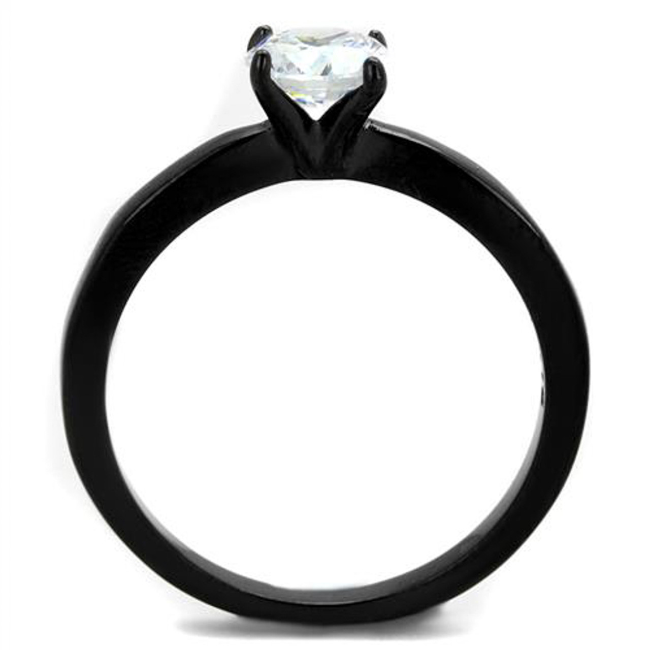 ARTK2282 Stainless Steel 1.65 Ct Round Cut AAA Cz Black Engagement Ring  Women's Size 5-10 