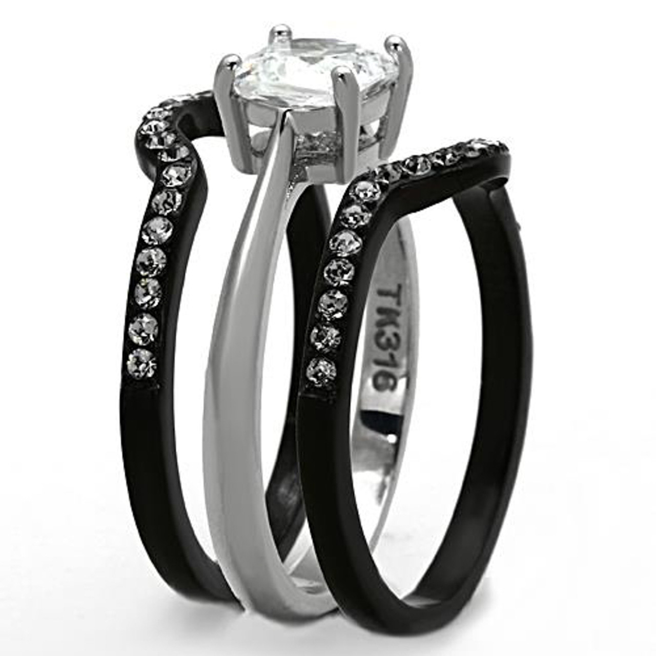 JeenMata 2 Carat Oval Lab Created Black Diamond Engagement Ring with 2pcs  Pave Ring Band in 10k Black Gold - Walmart.com