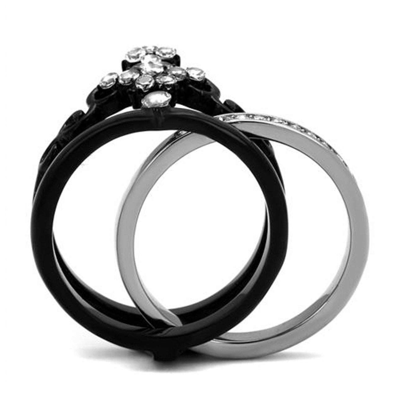 Buy Yellow Chimes Women Black Night Queen Platinum Plated A5 Grade Crystal  Ring Online