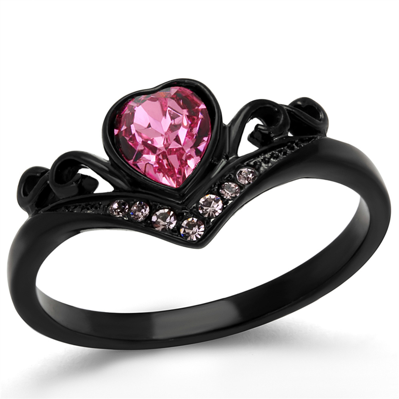 1.0ct Round Pink Sapphire Diamond Engagement Ring 14k Black Gold / Front  Jewelers