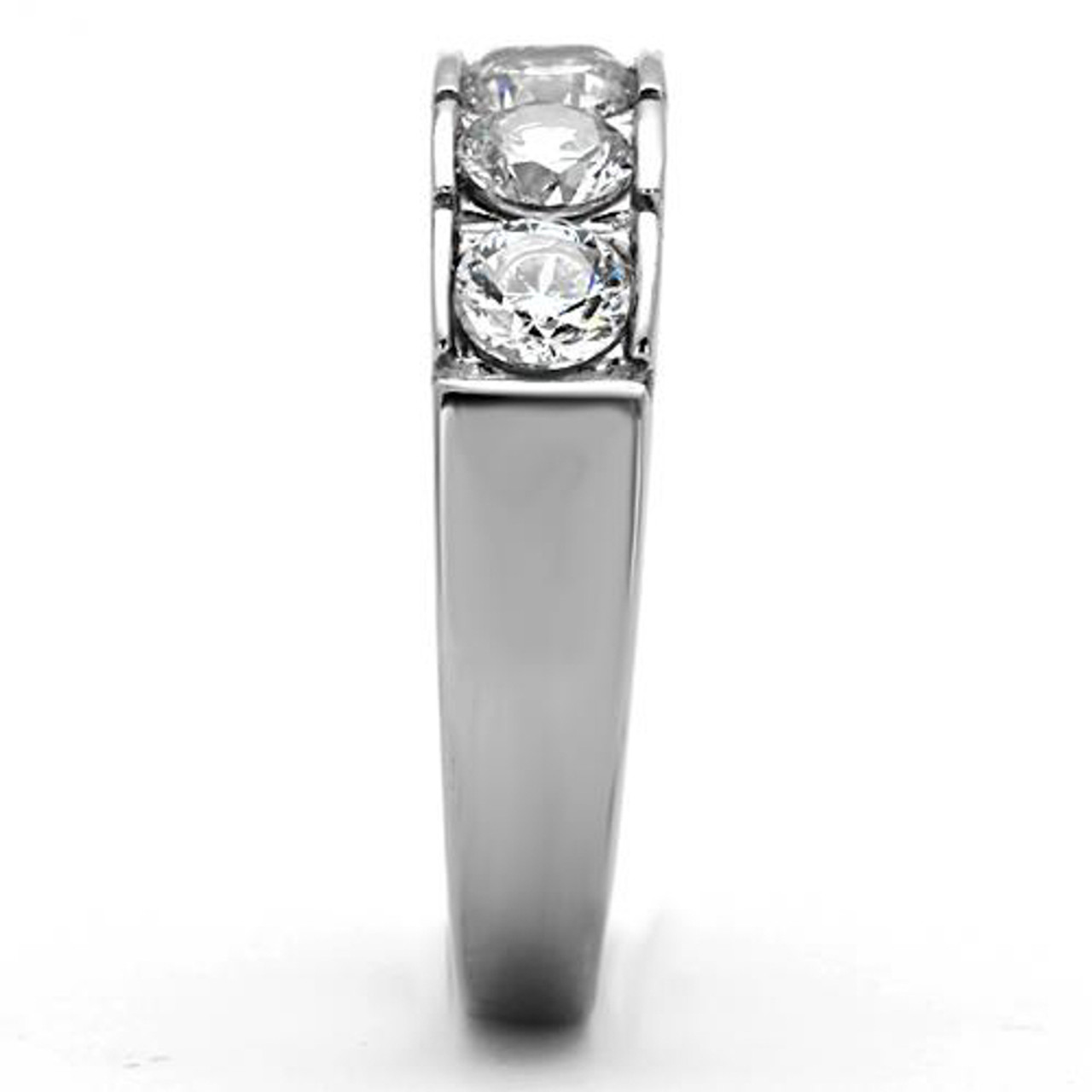 ARTK1082 Stainless Steel 1.50 Ct Round Cut Cz 316 Wedding Band