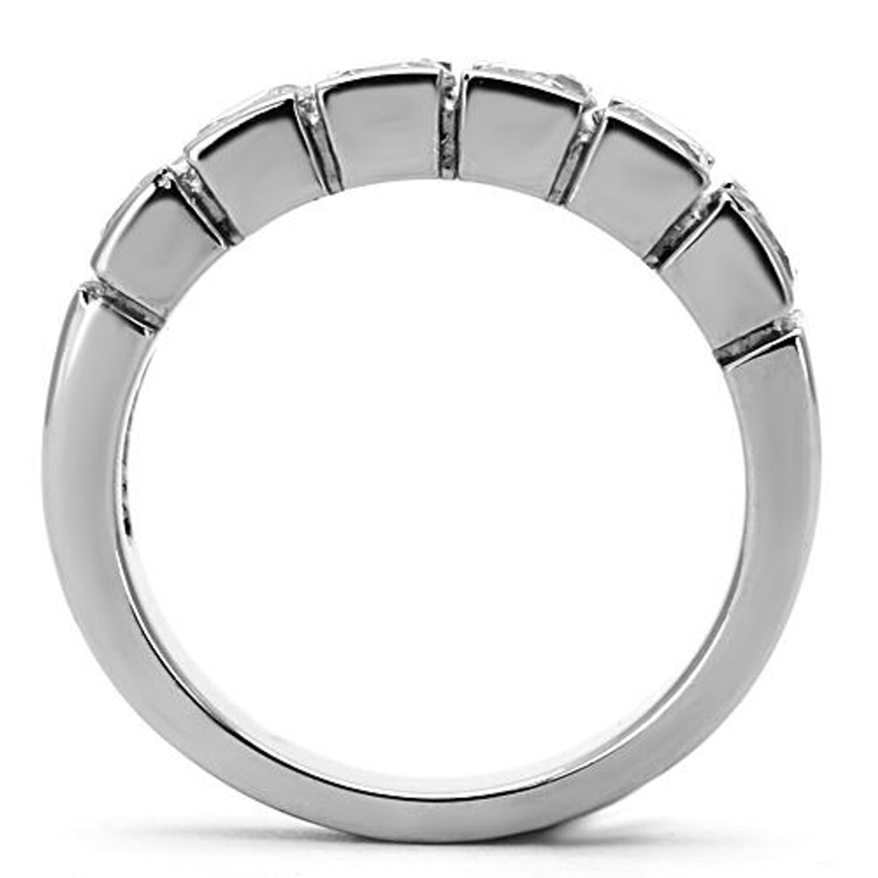 ARTK1082 Stainless Steel 1.50 Ct Round Cut Cz 316 Wedding Band