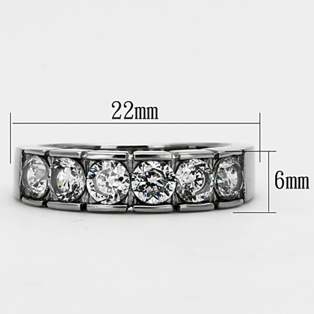 ARTK1082 Stainless Steel 1.50 Ct Round Cut Cz 316 Wedding Band