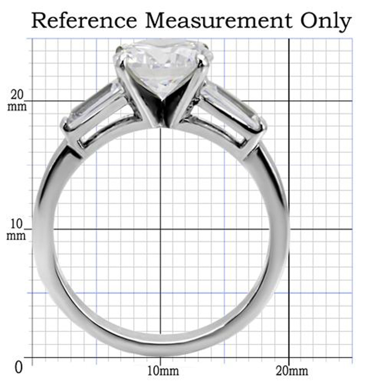 ARTK005 Stainless Steel 3 Ct Round & Baguette Cut CZ Engagement