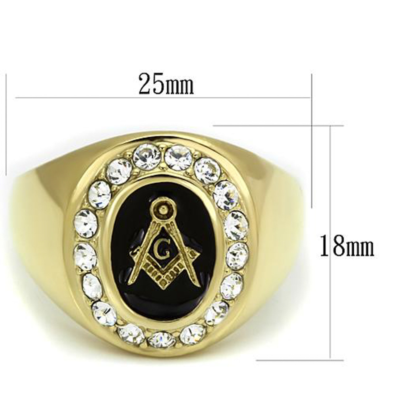 Details about  / HCJ MEN/'S GOLD TONE STAINLESS STEEL OVAL ENAMEL CRYSTAL MASONIC RING SIZE 8-13