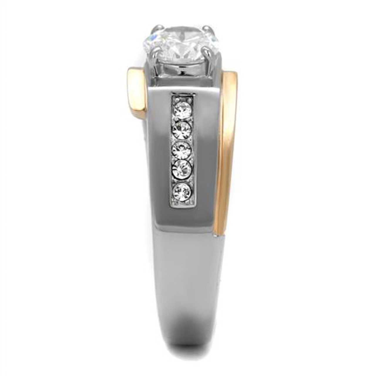 ARTK2310 Stainless Steel 14K Gold Plated Simulated Diamond Greek Key Ring  Men's Size 8-13 