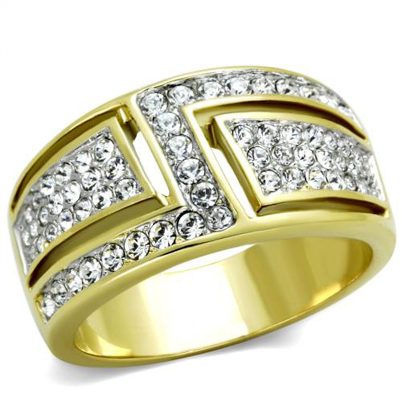 14k Gold Plated Stainless Steel Crystal Cocktail Fashion Ring Women's Size 5-10