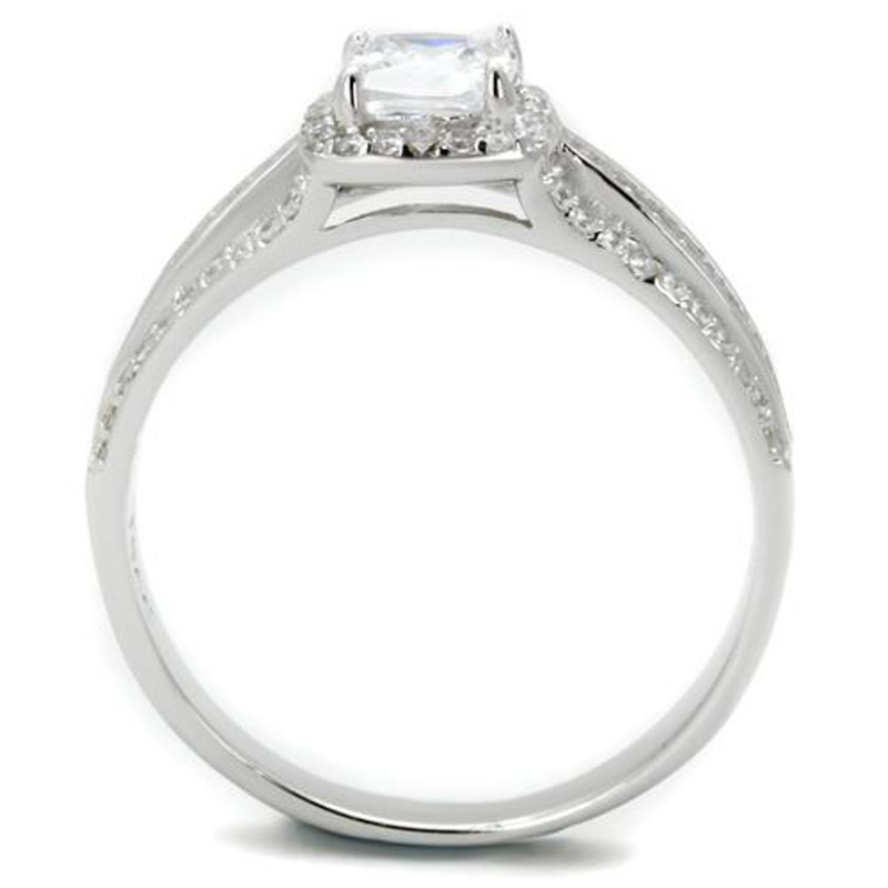 ARTS454 Women's .925 Sterling Silver Rhodium Plated .66Ct Cushion Cut Cz Engagement Ring