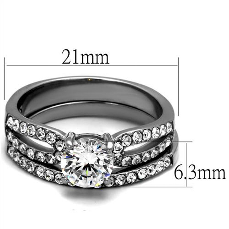 ST2292-ARH1570 His & Hers Stainless Steel 1.25 Ct Cz Bridal Set & Men's Eternity Wedding Band