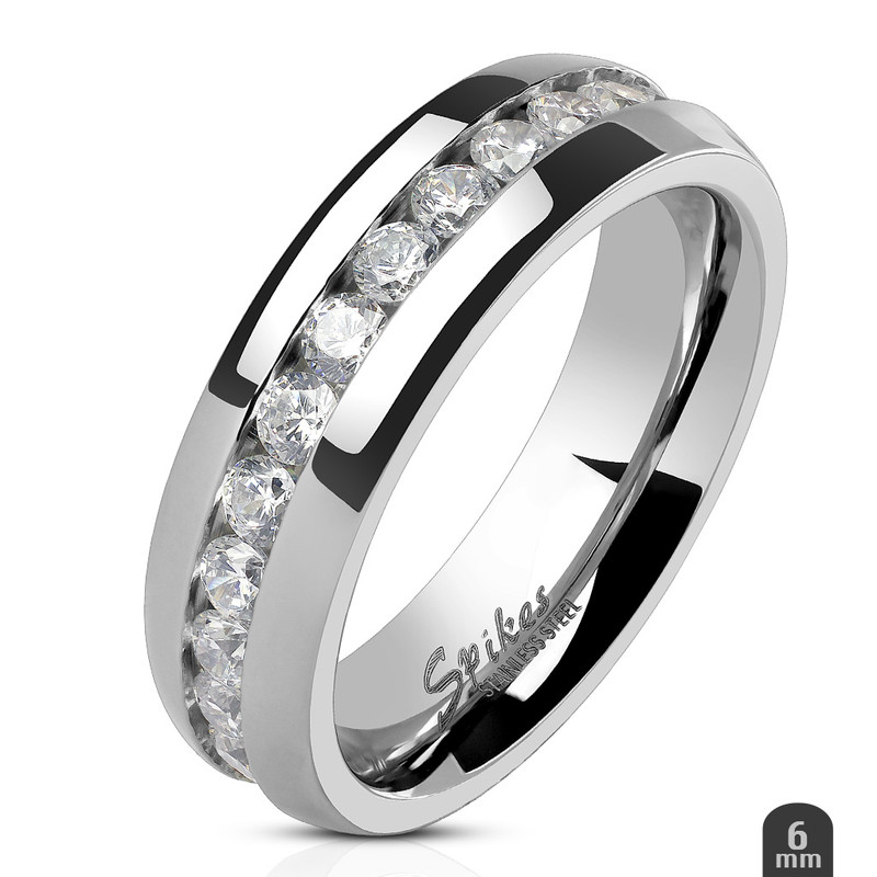 ST2477-ARH1570 His & Hers Stainless Steel 1.39 Ct Cz Bridal Set & Men's Eternity Wedding Band