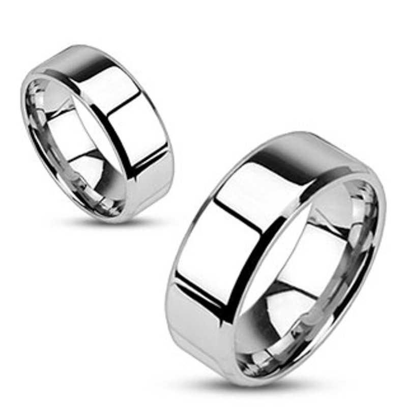 ST2869-ARM0006 His & Her 3pc Stainless Steel 2.38 Ct Cz Bridal Ring Set & Men Beveled Edge Band