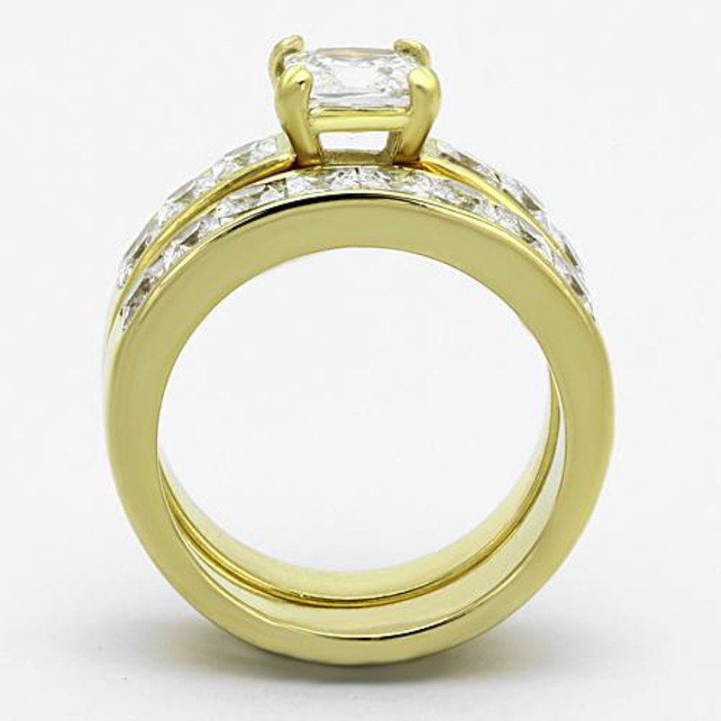 ST61206G-AR002 His & Her 3.75Ct Stainless Steel Gold Plated Bridal Ring Set & Me