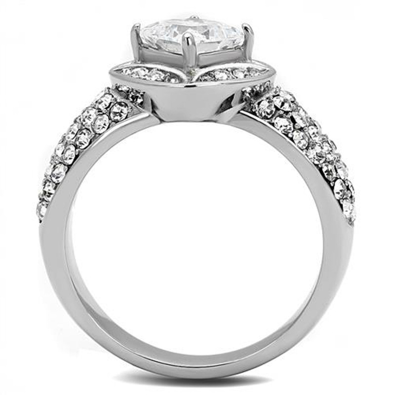 ARTK3206 Women's 1.96 Ct Princess Cut Zirconia Stainless Steel Engagement Ring Size 5-10