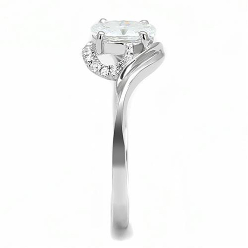 AR3W1388  Women's .77 Ct Oval Cut Cz .925 Sterling Silver Rhodium Plated Engagement Ring