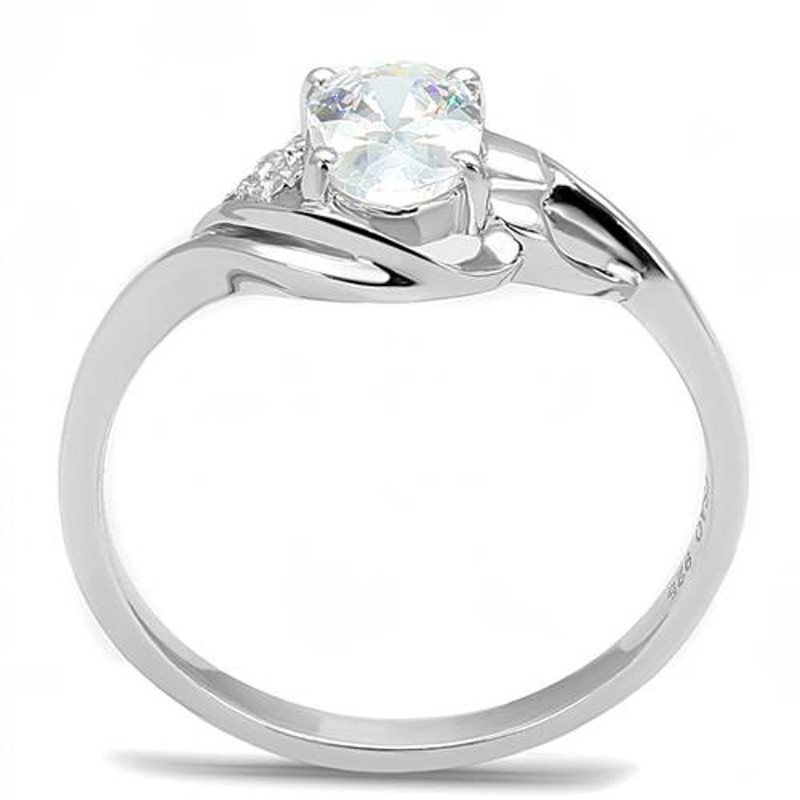 AR3W1388  Women's .77 Ct Oval Cut Cz .925 Sterling Silver Rhodium Plated Engagement Ring