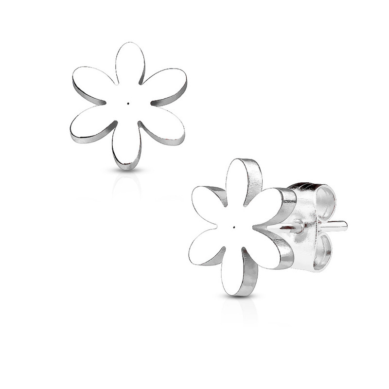 MJ-SE2426 Flower 316L Stainless Steel Earring Studs Pair