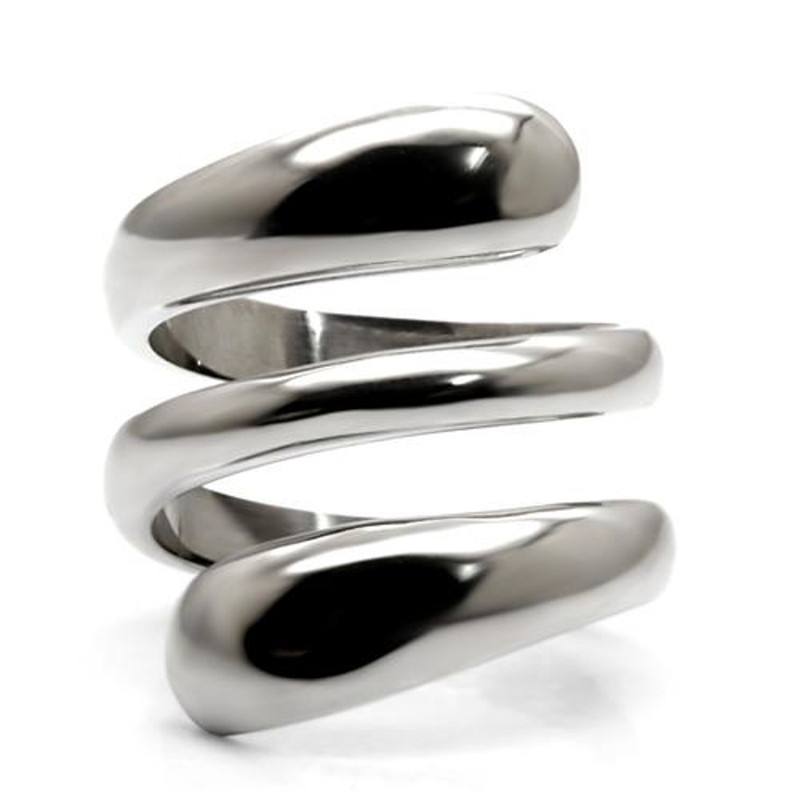 ARTK037 Stainless Steel High Polished Coil Style Women's Fashion Cocktail Ring Size 5-10