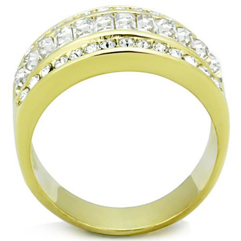 ARTK1561 Stainless Steel 14k Gold Ion Plated Crystal Baguette Ring Women's Sizes 5-10