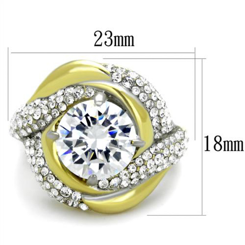 ARTK1910 Stainless Steel 5.10 Ct CZ Two Toned Anniversary / Cocktail Ring Sizes 5-10