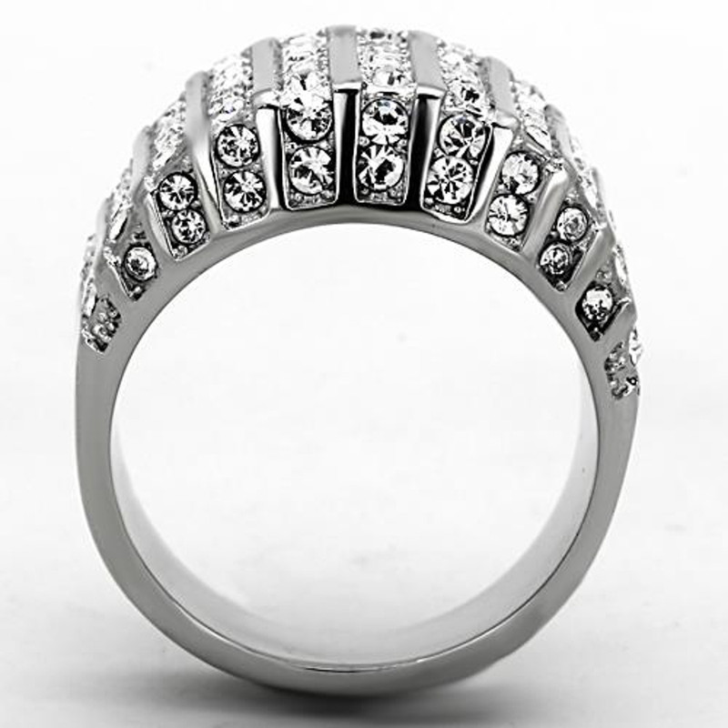 ARTK1447 Stainless Steel 2.75 Ct Round Cut Crystal Wide Band Fashion Ring Women'