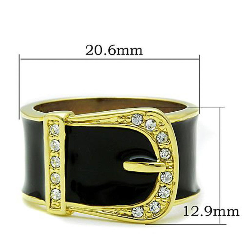 ARTK1396 Stainless Steel Gold Plated Epoxy & Crystal Buckle Fashion Ring Women's Sz 5-10