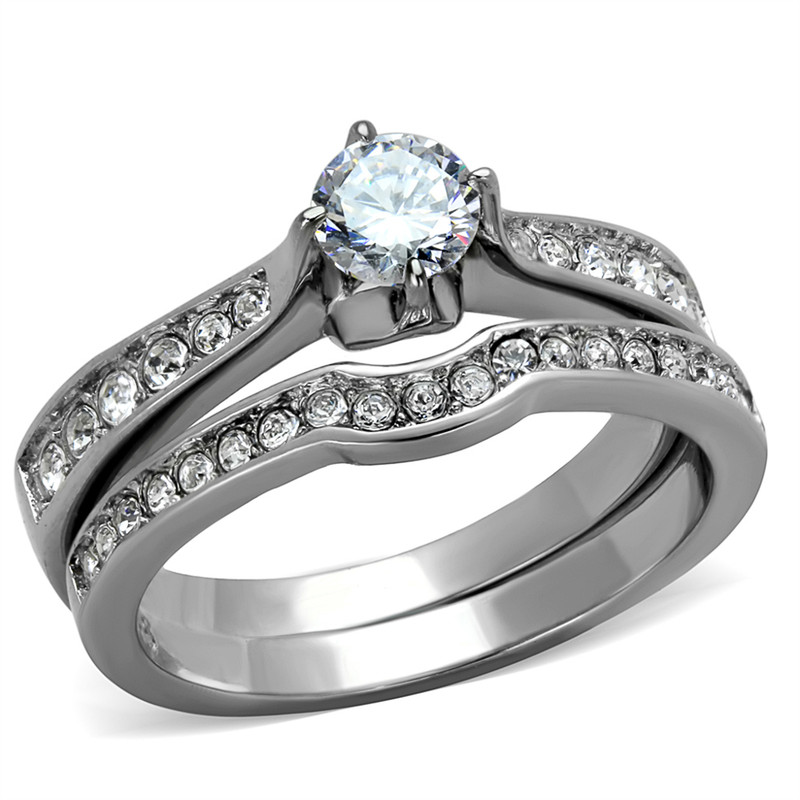 ARTK1918 Stainless Steel 316, 1.82 Ct Cubic Zirconia Engagement