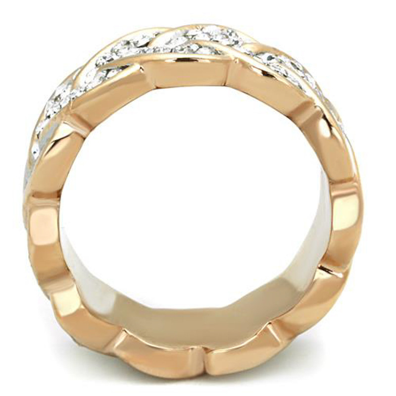 ARTK1691 Stainless Steel Rose Gold Plated Crystal Hearts Eternity Fashion Ring Size 5-10