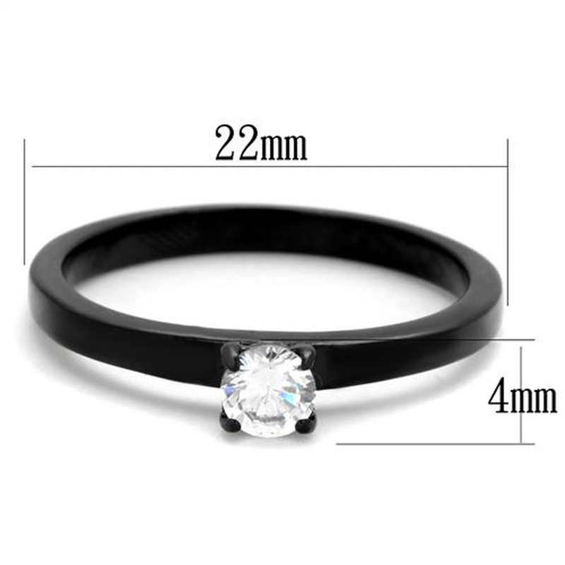 ARTK2016 Stainless Steel .25 Ct Round Cut AAA CZ Black Engagement Ring Women's Size 5-10