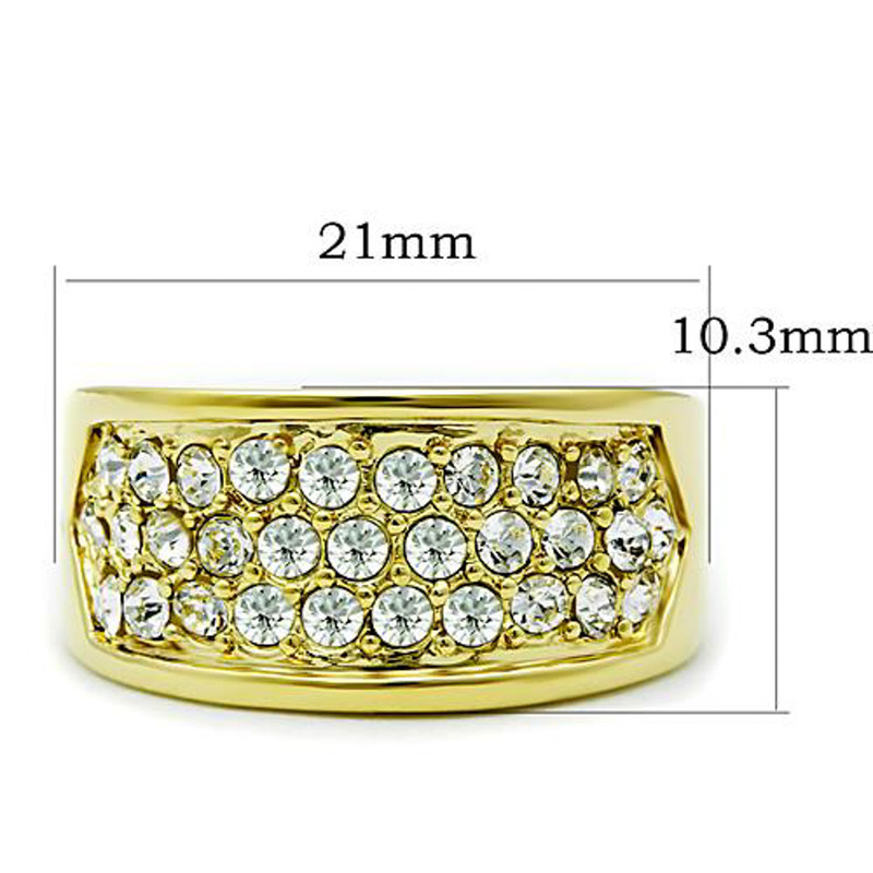 ARTK1385 Stainless Steel .63 Ct Crystal 14K Gold Ion Plated Cocktail Fashion Ring Size 5-10