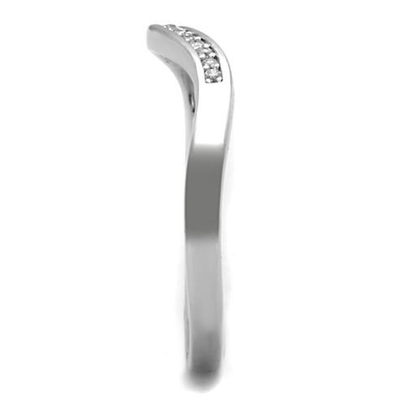 ARTK1682 Stainless Steel .06 Ct Cubic Zirconia Curved Band Promise Ring Women's Size 5-10