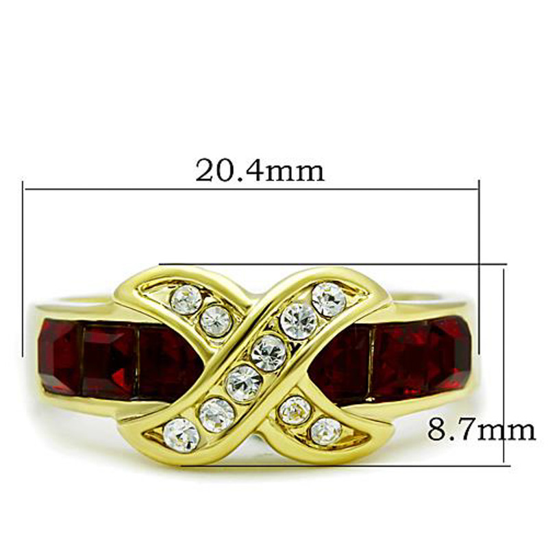 1.50 Ct Ruby Red CZ 14K Gold Plated Stainless Steel Fashion Ring Women's Sz 5-10