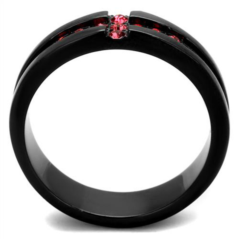 ARTK2017 Stainless Steel Black Ion Plated Rose Crystal Cross Fashion Ring Women's Sz 5-10
