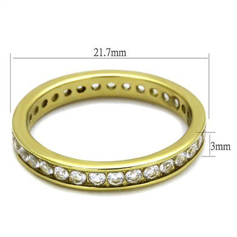 ARTK2343G Stainless Steel Womens Round Cut CZ 14K GP Anniversary Wedding Ring Band Sz 5-12