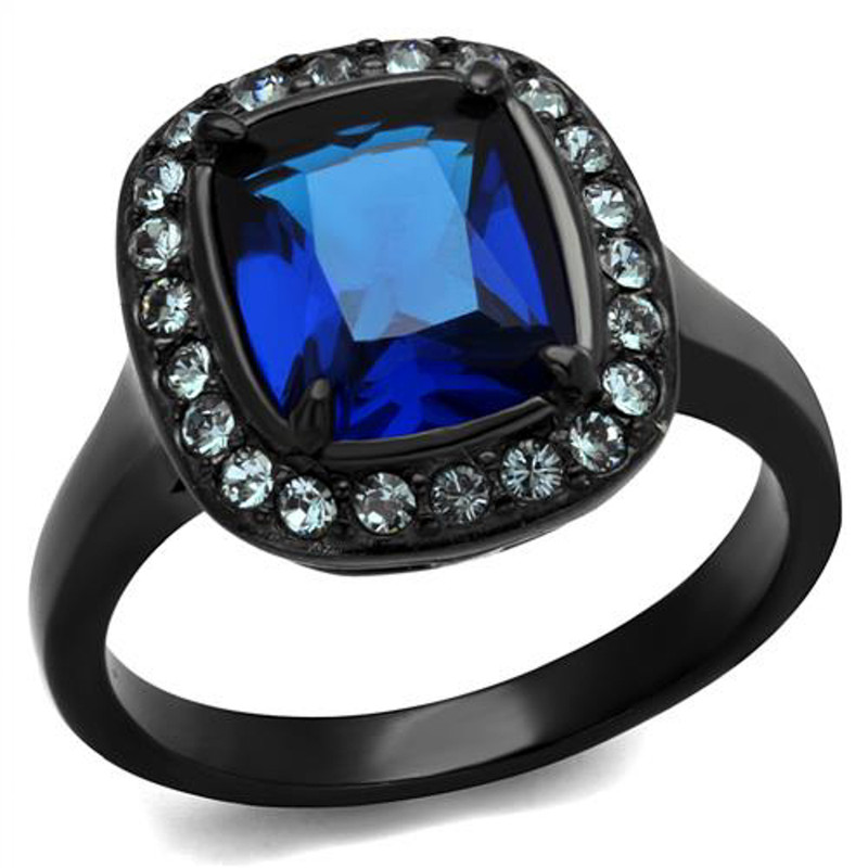 3.9 Ct Montana CZ Halo Stainless Steel Black Engagement Ring Women's Size 5-10