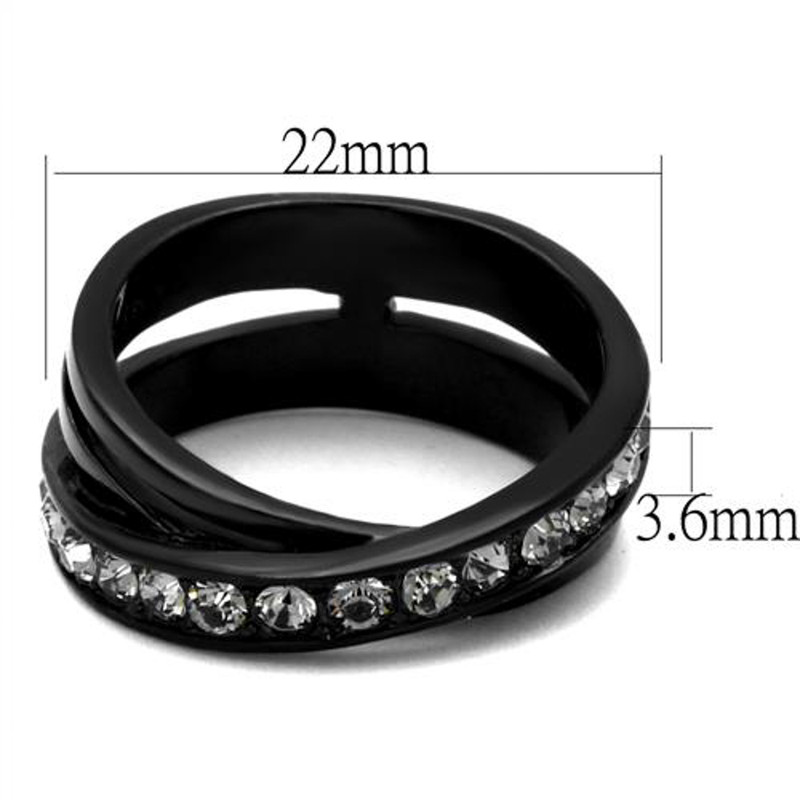 ARTK2281 Black Ion Plated Stainless Steel .96 Carat Crystal Fashion Ring Women's Sz 5-10